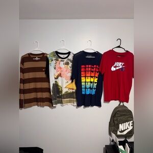 LOT OF 4 Nike SB VINTAGE GRAPHIC STRIPED Large Long Sleeve Shirt Loose Fit RARE